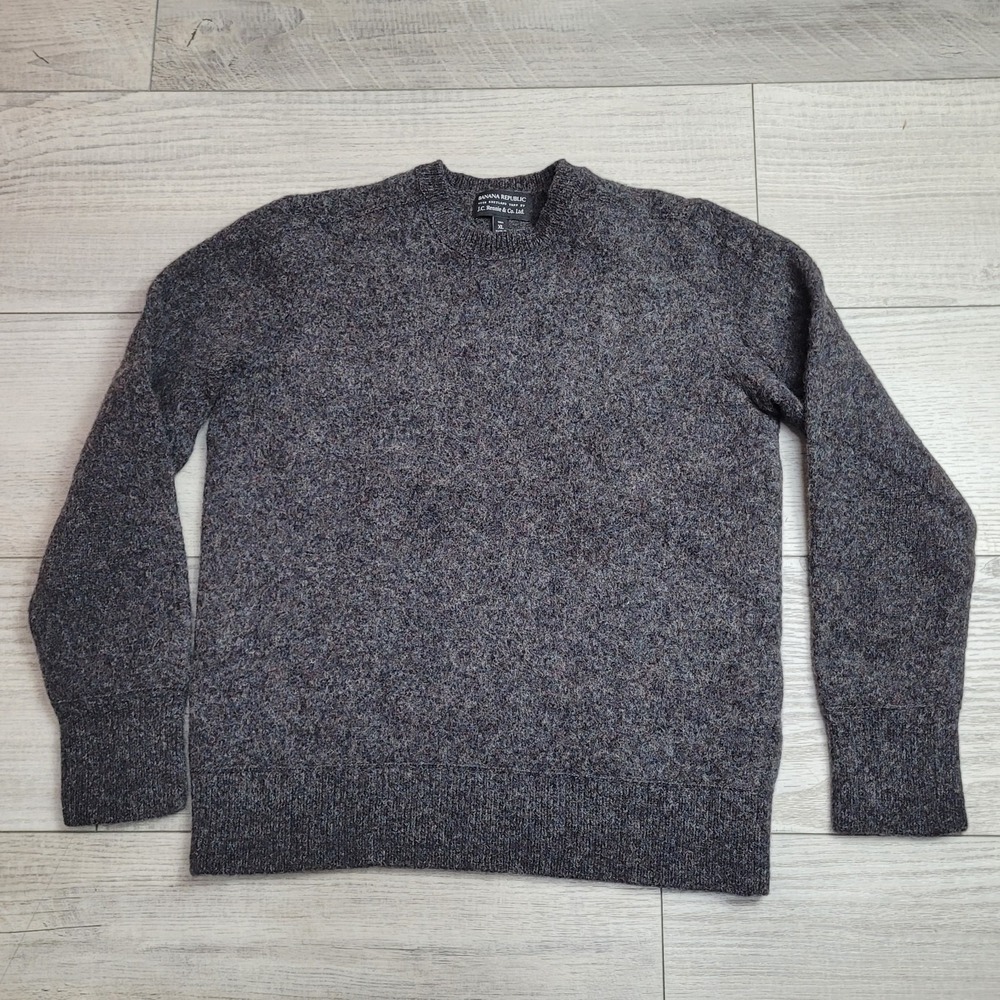 Banana Republic Shetland Wool Sweater Men XL Tall Gray J.C. Rennie Scottish Yarn